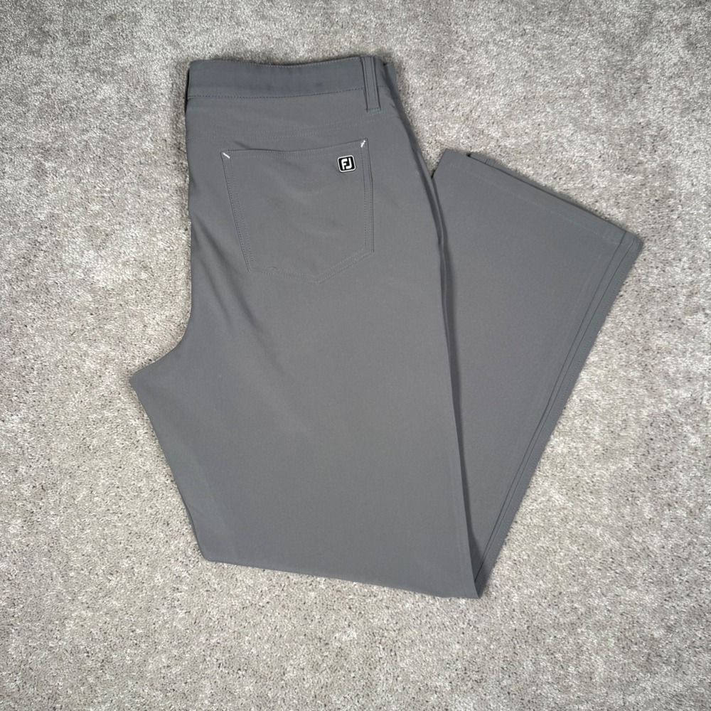 FootJoy Mens Performance Golf Pants Grey Straight Leg 36x30 FJ‎ Logo READ
